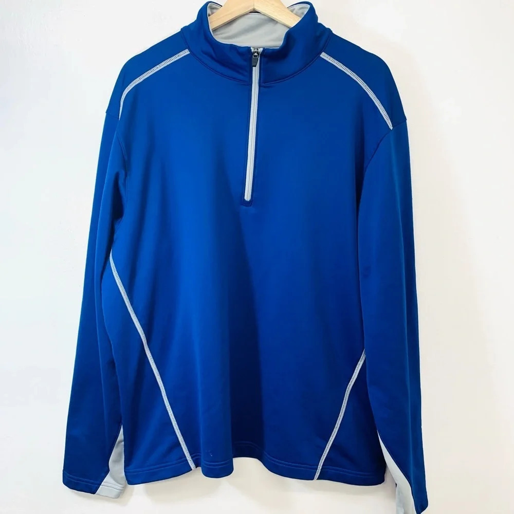Walter Hagen Long‎ Sleeve 1/4 Zip Golf Shirt  Large Stretch Pullover Blue Gray